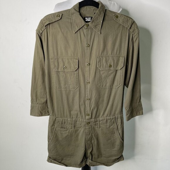NLST ARMY Women's Dark Green Button Down 3/4 Sleeve Romper Size Small - Picture 1 of 8